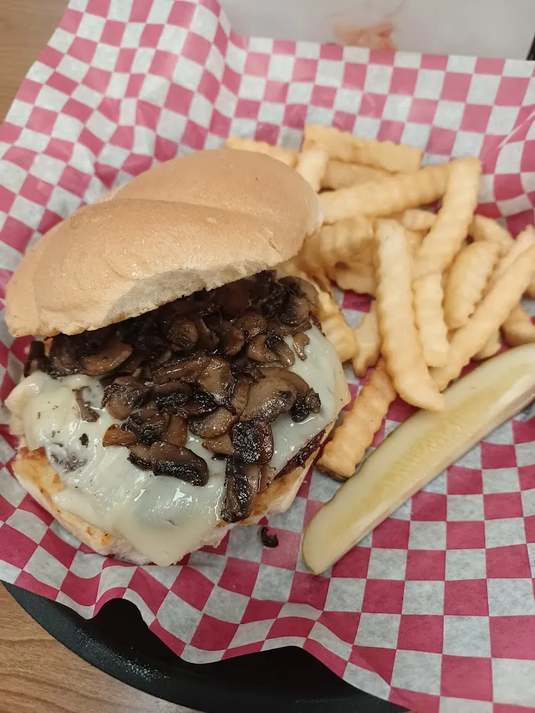 Mushroom & Swiss Burger with French Fries ½ lb